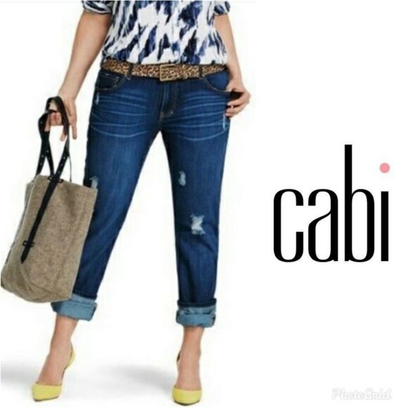 CAbi Slim Boyfriend Distressed Jeans #3045 Size 6 - Picture 1 of 7